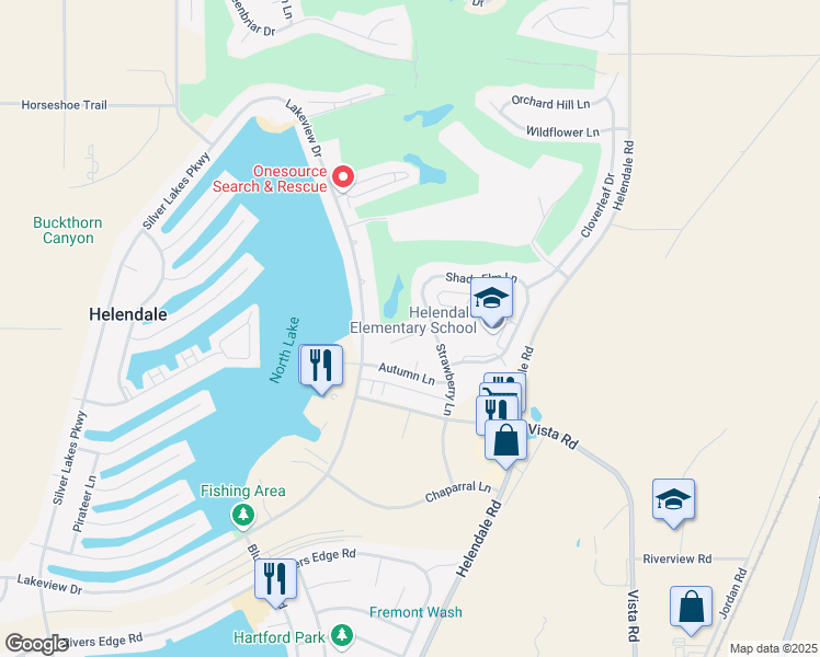 map of restaurants, bars, coffee shops, grocery stores, and more near 14910 Fireside Lane in Helendale