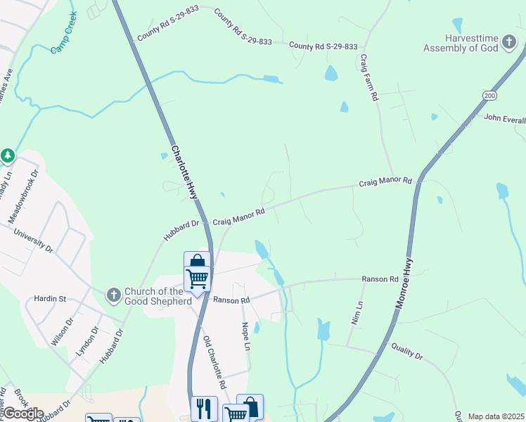 map of restaurants, bars, coffee shops, grocery stores, and more near 185 Craig Manor Road in Lancaster