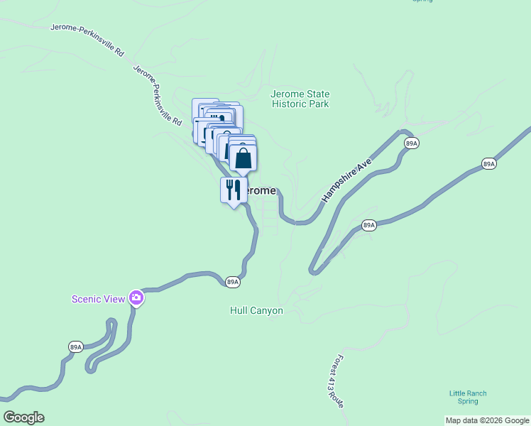 map of restaurants, bars, coffee shops, grocery stores, and more near 209 4th Street in Jerome