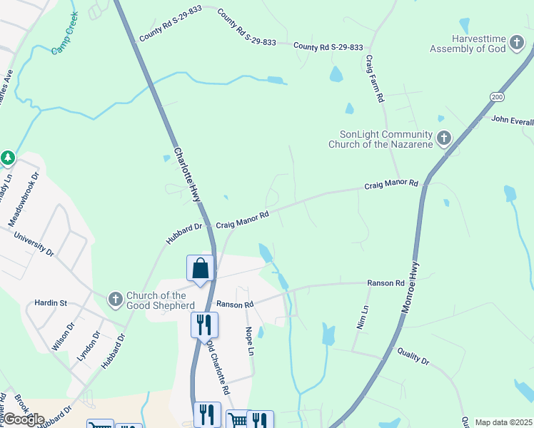 map of restaurants, bars, coffee shops, grocery stores, and more near 185 Craig Manor Road in Lancaster