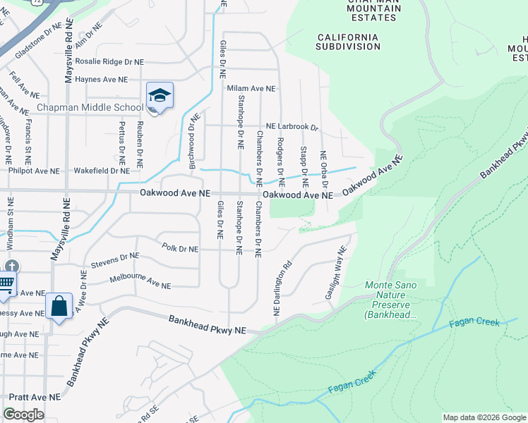 map of restaurants, bars, coffee shops, grocery stores, and more near 2413 Polk Circle Northeast in Huntsville