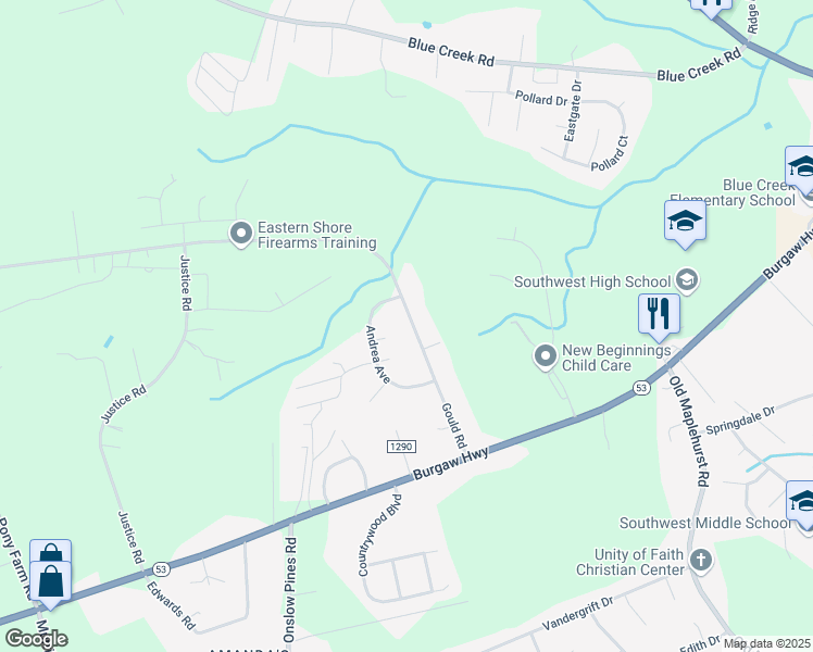 map of restaurants, bars, coffee shops, grocery stores, and more near 1167 Gould Road in Jacksonville