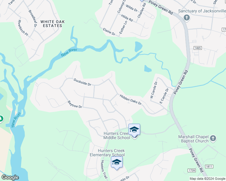 map of restaurants, bars, coffee shops, grocery stores, and more near 403 Hidden Oaks Drive in Jacksonville