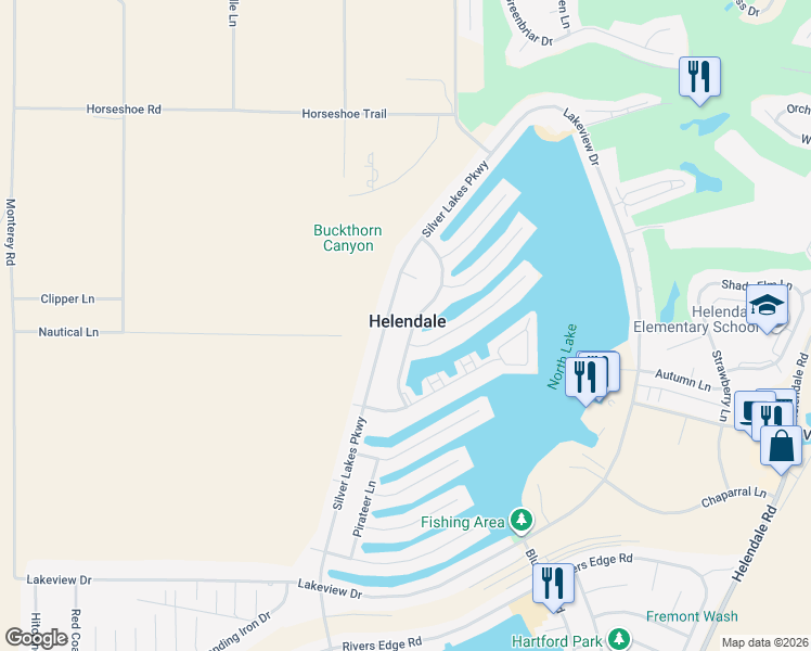 map of restaurants, bars, coffee shops, grocery stores, and more near 27314 Outrigger Lane in Helendale