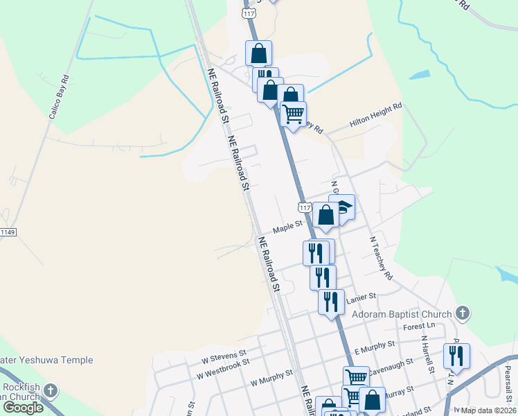 map of restaurants, bars, coffee shops, grocery stores, and more near 1008 Northeast Railroad Street in Wallace