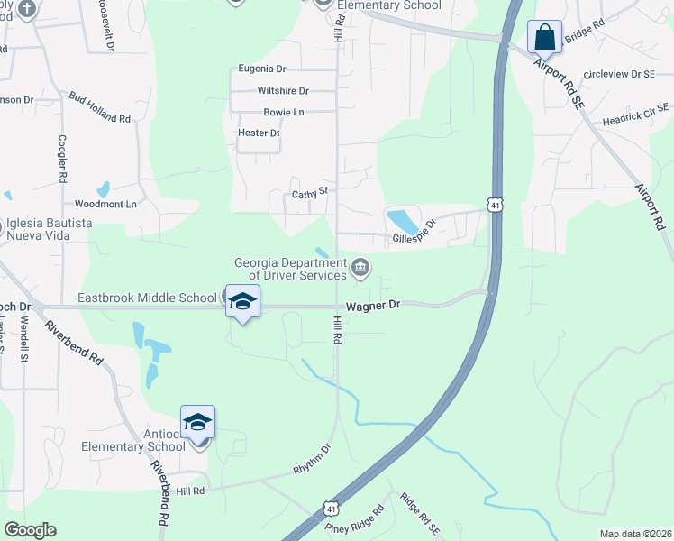map of restaurants, bars, coffee shops, grocery stores, and more near 534 Hill Road in Dalton