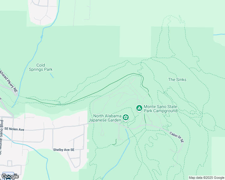 map of restaurants, bars, coffee shops, grocery stores, and more near North Plateau Loop Trail in Huntsville