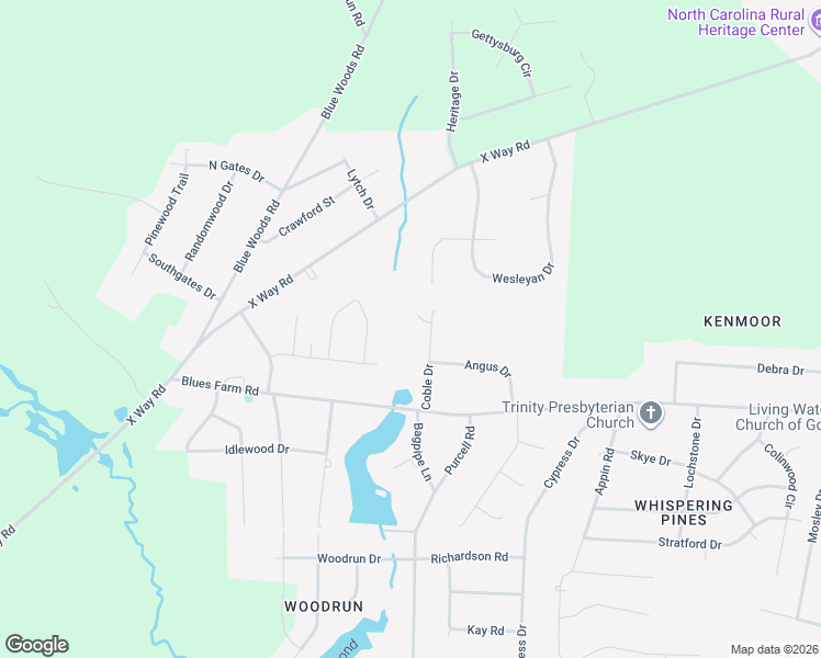 map of restaurants, bars, coffee shops, grocery stores, and more near 12320 Conegal Circle in Laurinburg
