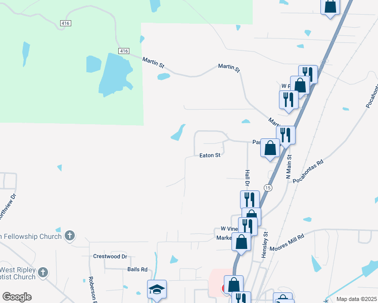 map of restaurants, bars, coffee shops, grocery stores, and more near 102-104 Walker Lane in Ripley