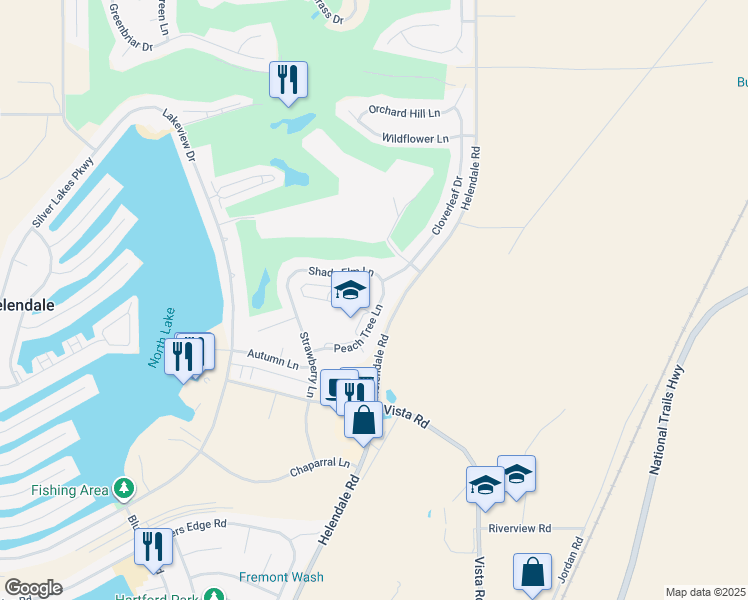 map of restaurants, bars, coffee shops, grocery stores, and more near 27334 Peach Tree Lane in Helendale