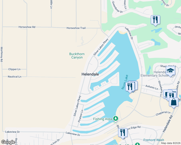map of restaurants, bars, coffee shops, grocery stores, and more near 27332 Outrigger Lane in Helendale