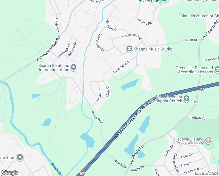 map of restaurants, bars, coffee shops, grocery stores, and more near 28 Shale Court in Greenville