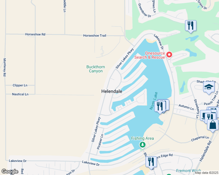 map of restaurants, bars, coffee shops, grocery stores, and more near 27355 Silver Lakes Parkway in Helendale