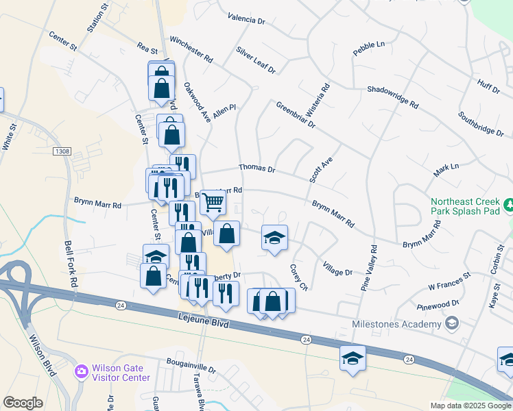 map of restaurants, bars, coffee shops, grocery stores, and more near 149 King George Court in Jacksonville