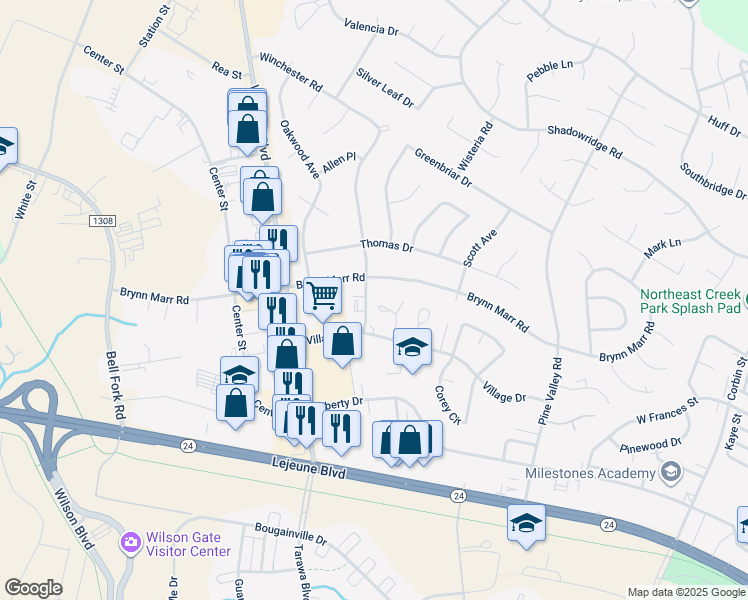 map of restaurants, bars, coffee shops, grocery stores, and more near 139 King George Court in Jacksonville