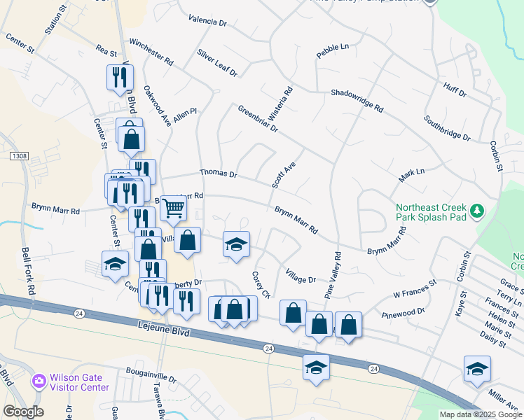 map of restaurants, bars, coffee shops, grocery stores, and more near 420 Brynn Marr Road in Jacksonville