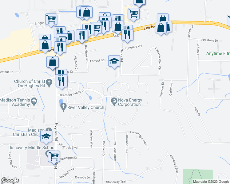 map of restaurants, bars, coffee shops, grocery stores, and more near 110 Bridgeway Lane in Madison