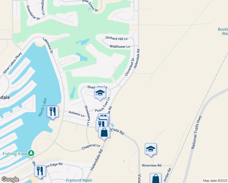 map of restaurants, bars, coffee shops, grocery stores, and more near 27381 Cloverleaf Drive in Helendale