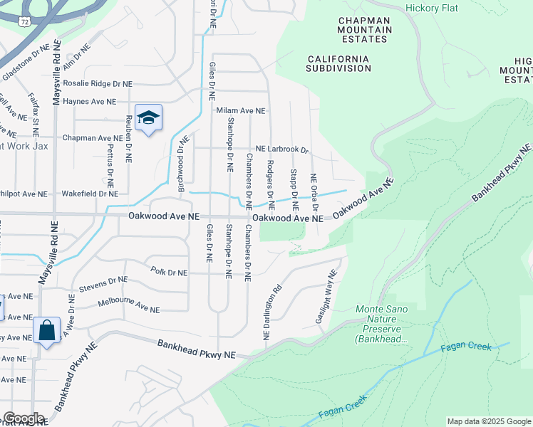 map of restaurants, bars, coffee shops, grocery stores, and more near 2001 Rodgers Drive Northeast in Huntsville