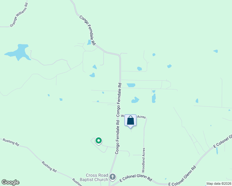 map of restaurants, bars, coffee shops, grocery stores, and more near 20395 Congo Ferndale Road in Little Rock