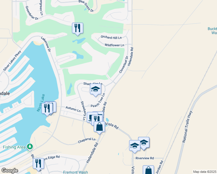 map of restaurants, bars, coffee shops, grocery stores, and more near 27381 Cloverleaf Drive in Helendale