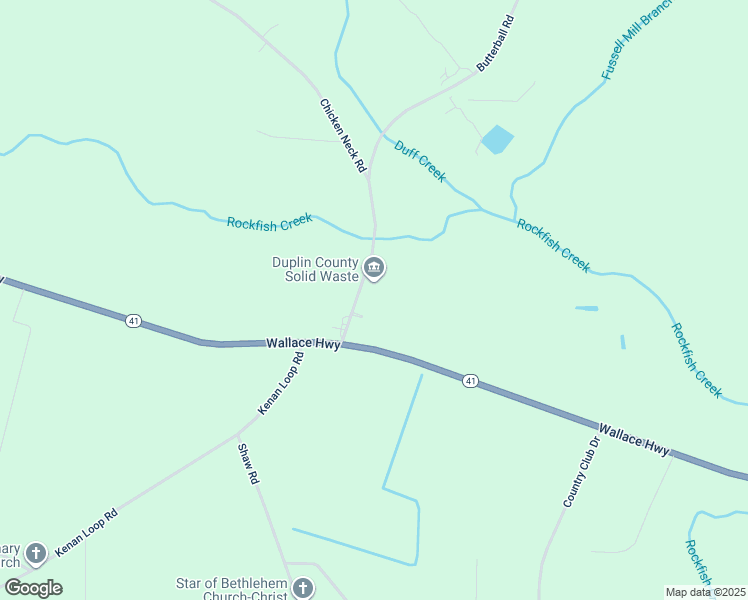 map of restaurants, bars, coffee shops, grocery stores, and more near 429 Butterball Road in Wallace