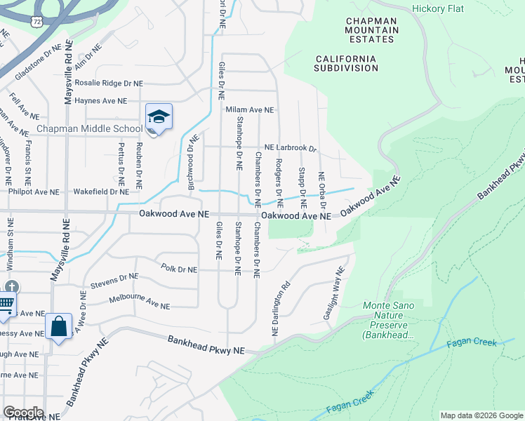 map of restaurants, bars, coffee shops, grocery stores, and more near 2001 Rodgers Drive Northeast in Huntsville