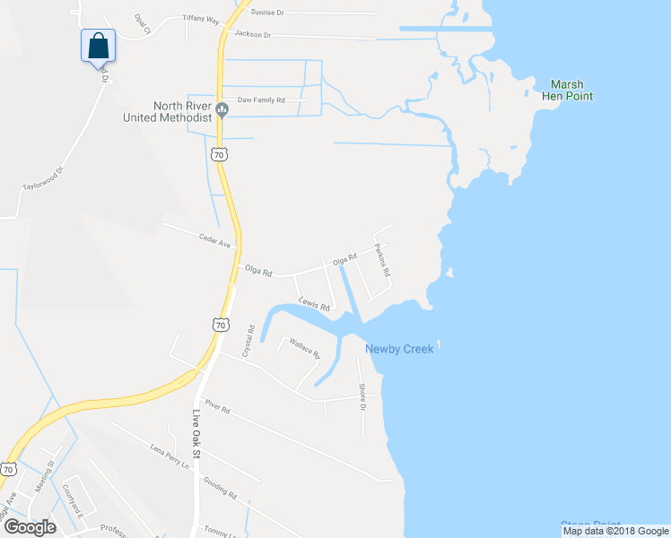 map of restaurants, bars, coffee shops, grocery stores, and more near 301 Canal Road in Beaufort