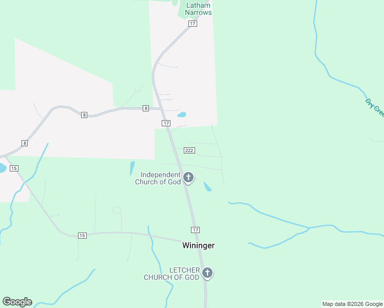 map of restaurants, bars, coffee shops, grocery stores, and more near 112 County Road 222 in Woodville