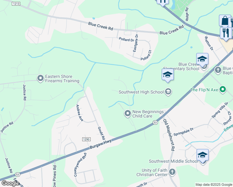 map of restaurants, bars, coffee shops, grocery stores, and more near 309 Forbes Lane in Jacksonville