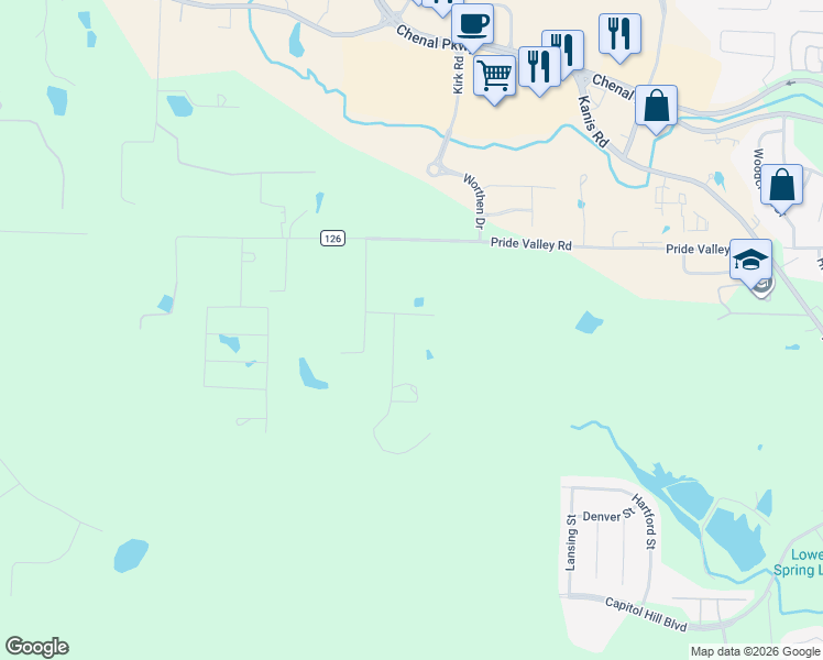 map of restaurants, bars, coffee shops, grocery stores, and more near 725 Cape Street in Little Rock