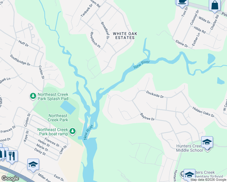 map of restaurants, bars, coffee shops, grocery stores, and more near 132 Dockside Drive in Jacksonville