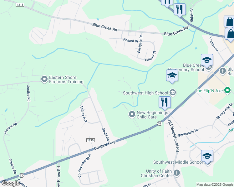 map of restaurants, bars, coffee shops, grocery stores, and more near 311 Forbes Lane in Jacksonville