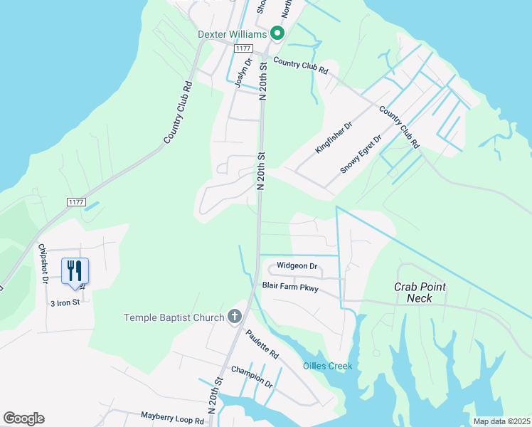 map of restaurants, bars, coffee shops, grocery stores, and more near 1722 North 20th Street in Morehead City