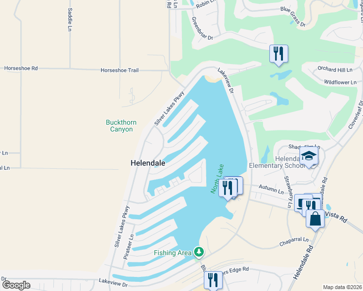 map of restaurants, bars, coffee shops, grocery stores, and more near 14541 Ketch Lane in Helendale