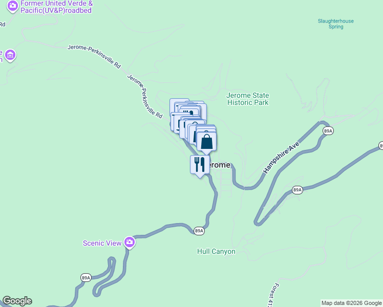 map of restaurants, bars, coffee shops, grocery stores, and more near 421 Giroux Street in Jerome