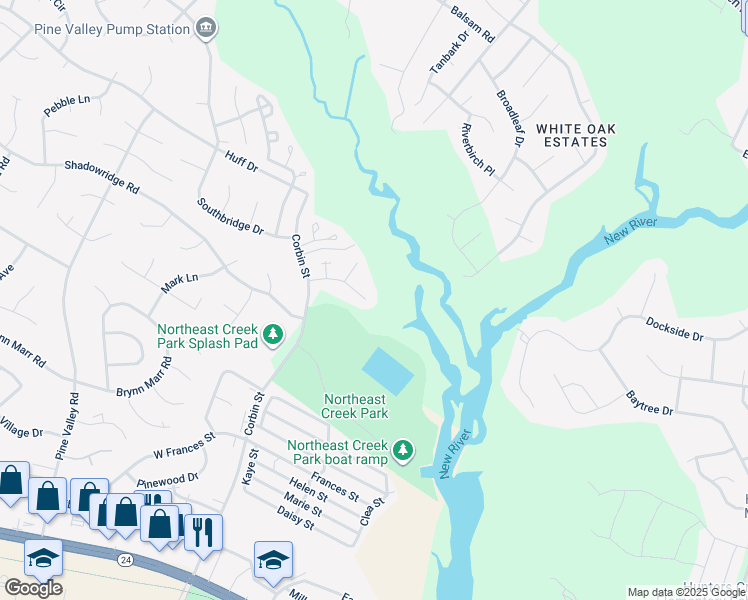 map of restaurants, bars, coffee shops, grocery stores, and more near 627 South Hampton Drive in Jacksonville