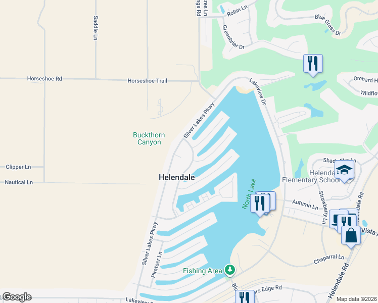 map of restaurants, bars, coffee shops, grocery stores, and more near 27428 Outrigger Lane in Helendale