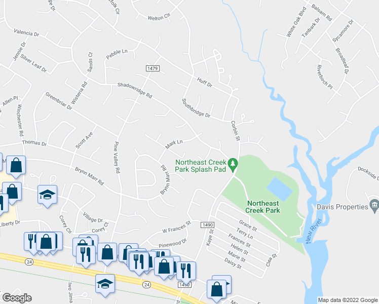 map of restaurants, bars, coffee shops, grocery stores, and more near 219 Wedgewood Drive in Jacksonville
