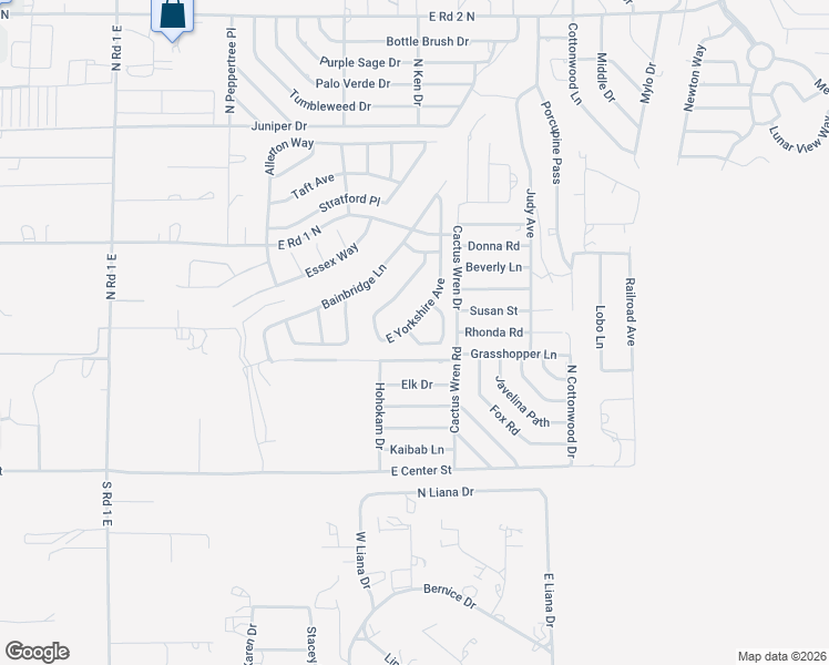 map of restaurants, bars, coffee shops, grocery stores, and more near 1577 East Yorkshire Avenue in Chino Valley