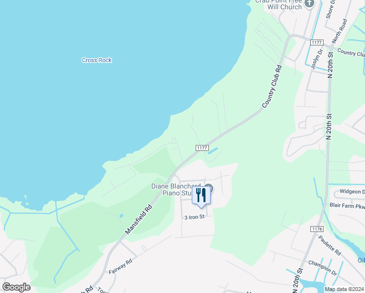 map of restaurants, bars, coffee shops, grocery stores, and more near 1710 River Drive in Morehead City