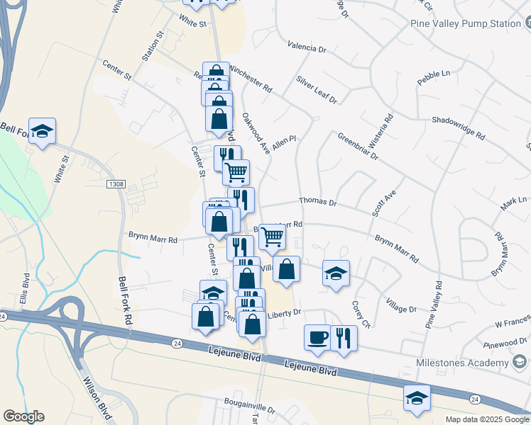 map of restaurants, bars, coffee shops, grocery stores, and more near 404 Oakwood Avenue in Jacksonville