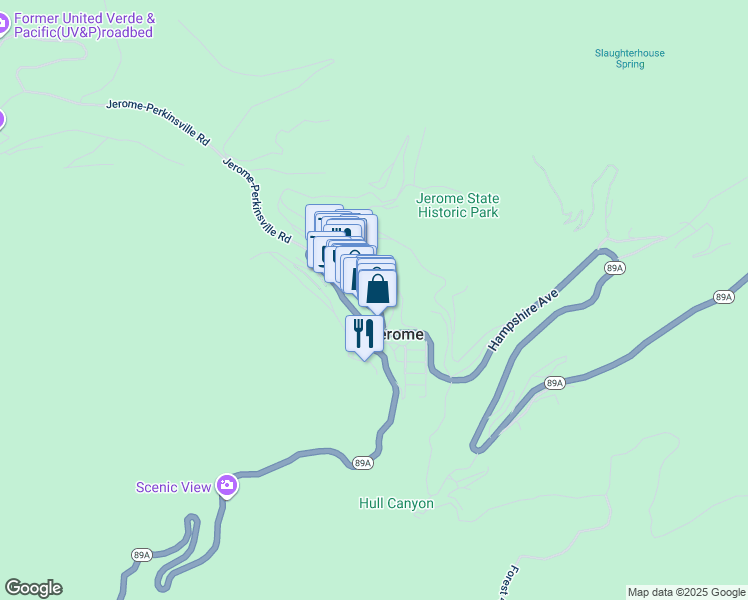 map of restaurants, bars, coffee shops, grocery stores, and more near 405 Hull Avenue in Jerome