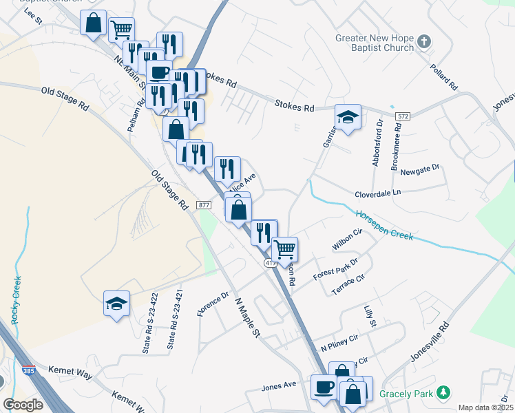 map of restaurants, bars, coffee shops, grocery stores, and more near 110 Morgan Circle in Simpsonville