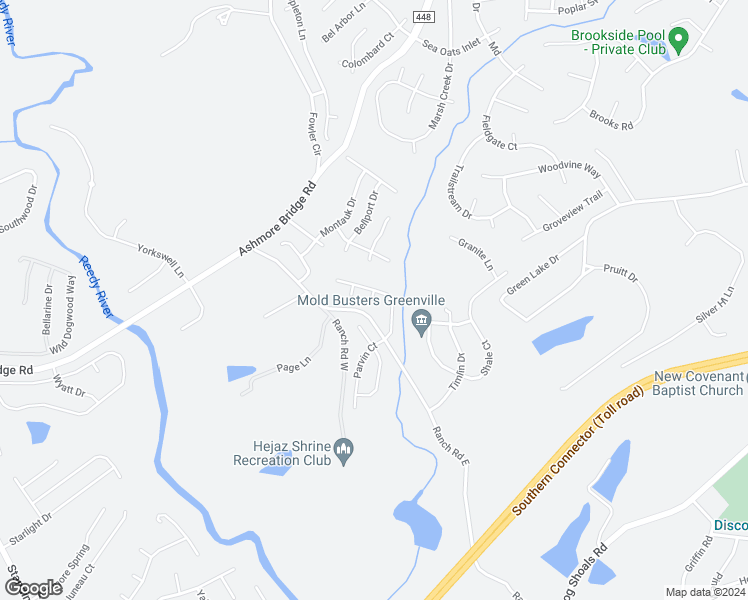 map of restaurants, bars, coffee shops, grocery stores, and more near 406 Tonsley Trail in Greenville