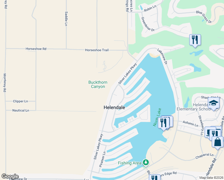 map of restaurants, bars, coffee shops, grocery stores, and more near 27436 Silver Lakes Parkway in Helendale