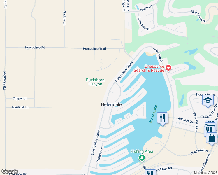 map of restaurants, bars, coffee shops, grocery stores, and more near 27436 Silver Lakes Parkway in Helendale