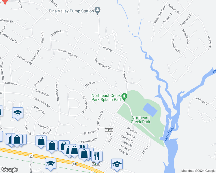 map of restaurants, bars, coffee shops, grocery stores, and more near 545 Shadowridge Road in Jacksonville