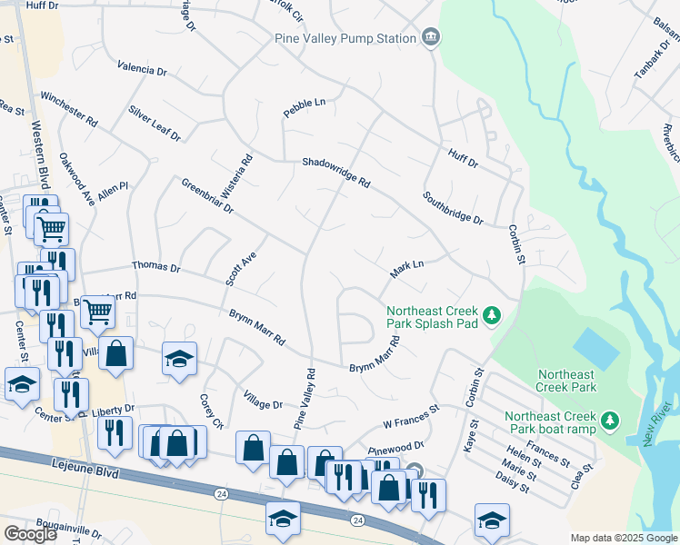 map of restaurants, bars, coffee shops, grocery stores, and more near 104 Northview Court in Jacksonville