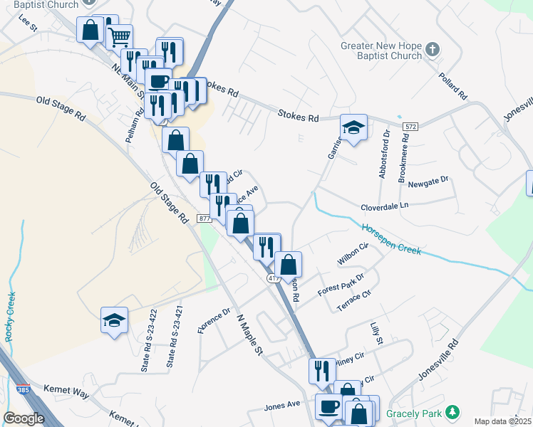 map of restaurants, bars, coffee shops, grocery stores, and more near 110 Morgan Circle in Simpsonville